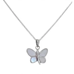 Gargantilla Collar Plata Ley 925m cadena rolo 42 cm. colgante maripos