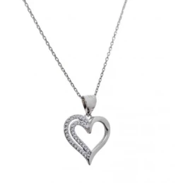 Gargantilla Collar Plata Ley 925m cadena rolo 42 cm. colgante corazón