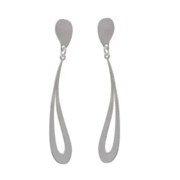 Pendientes Largos Plata Ley 925m mujer 39 mm. lisos forma ondulada