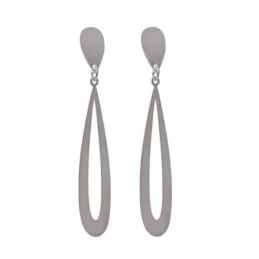 Pendientes Largos Plata Ley 925m mujer 39 mm. lisos calados