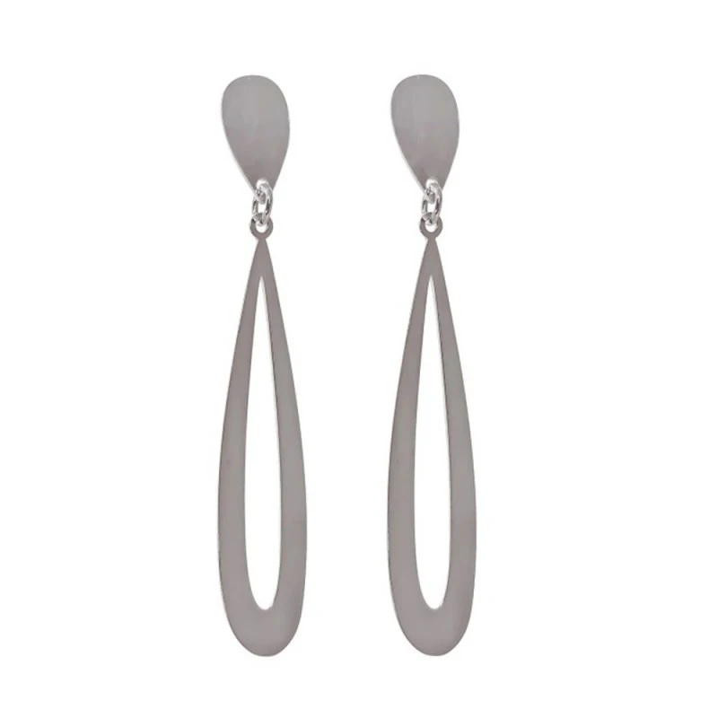 Pendientes Largos Plata Ley 925m mujer 39 mm. lisos calados