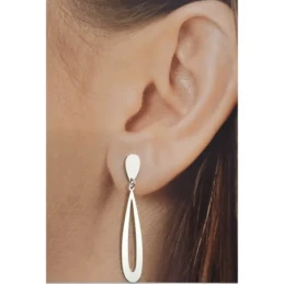 Pendientes Largos Plata Ley 925m mujer 39 mm. lisos calados