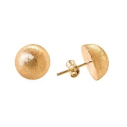 Pendientes Plata Ley 925m chapados oro media bola 12 mm. mate