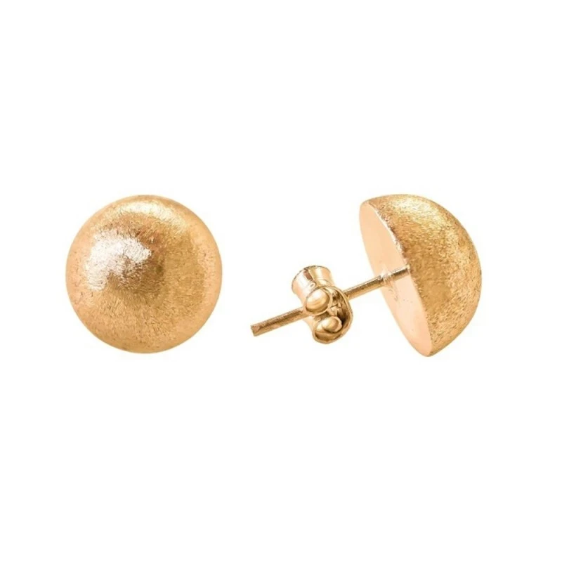 Pendientes Plata Ley 925m chapados oro media bola 12 mm. mate