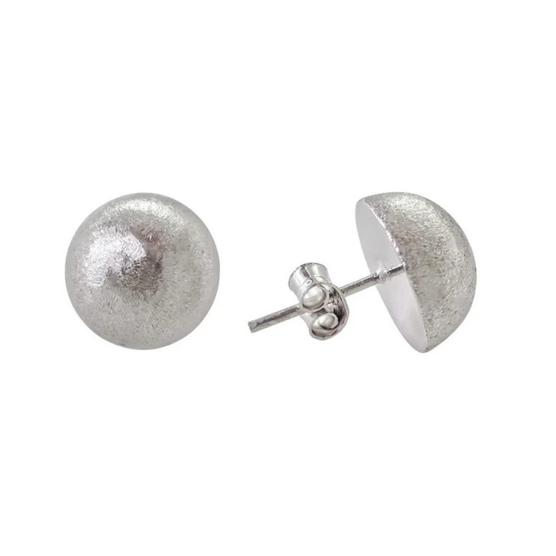 Pendientes Plata Ley 925m media bola 12 mm. mate