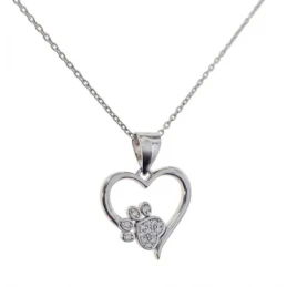 Gargantilla Collar Plata Ley 925m mujer 42 cm. colgante corazón 16 mm