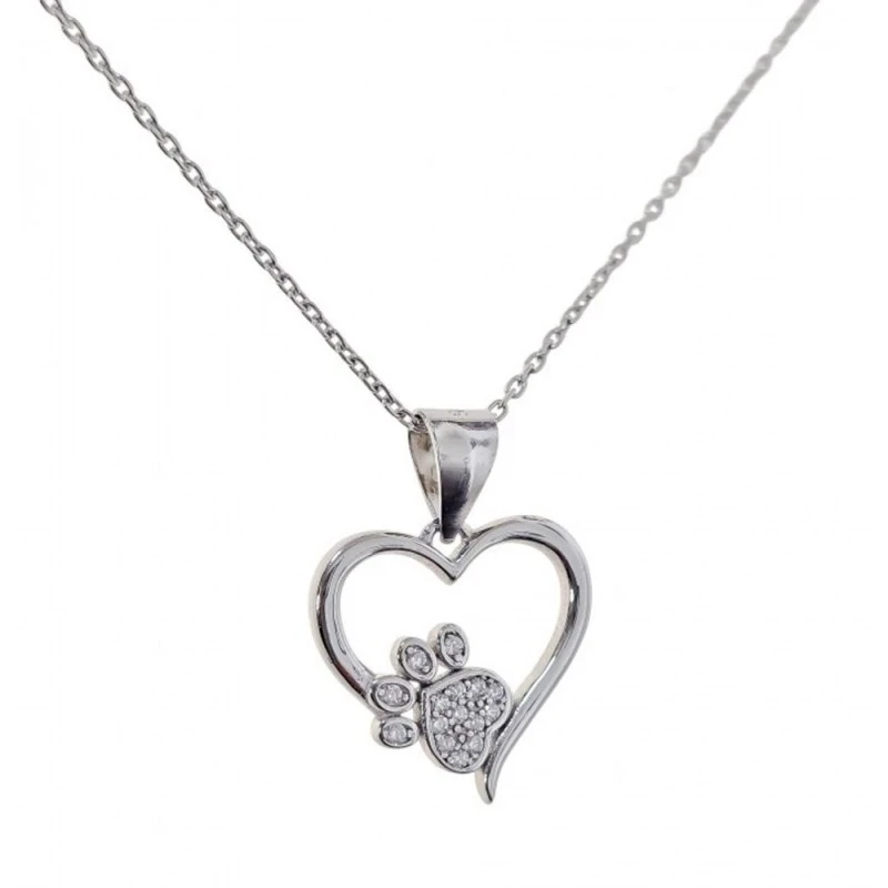 Gargantilla Collar Plata Ley 925m mujer 42 cm. colgante corazón 16 mm