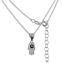 Gargantilla Collar Plata Ley 925m mujer 42 cm. mano de Fátima amuleto