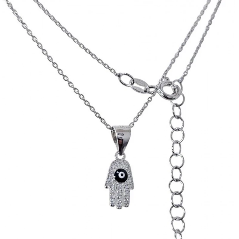 Gargantilla Collar Plata Ley 925m mujer 42 cm. mano de Fátima amuleto