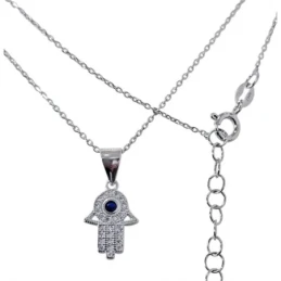 Gargantilla Collar Plata Ley 925m mujer 42 cm. mano de Fátima amuleto