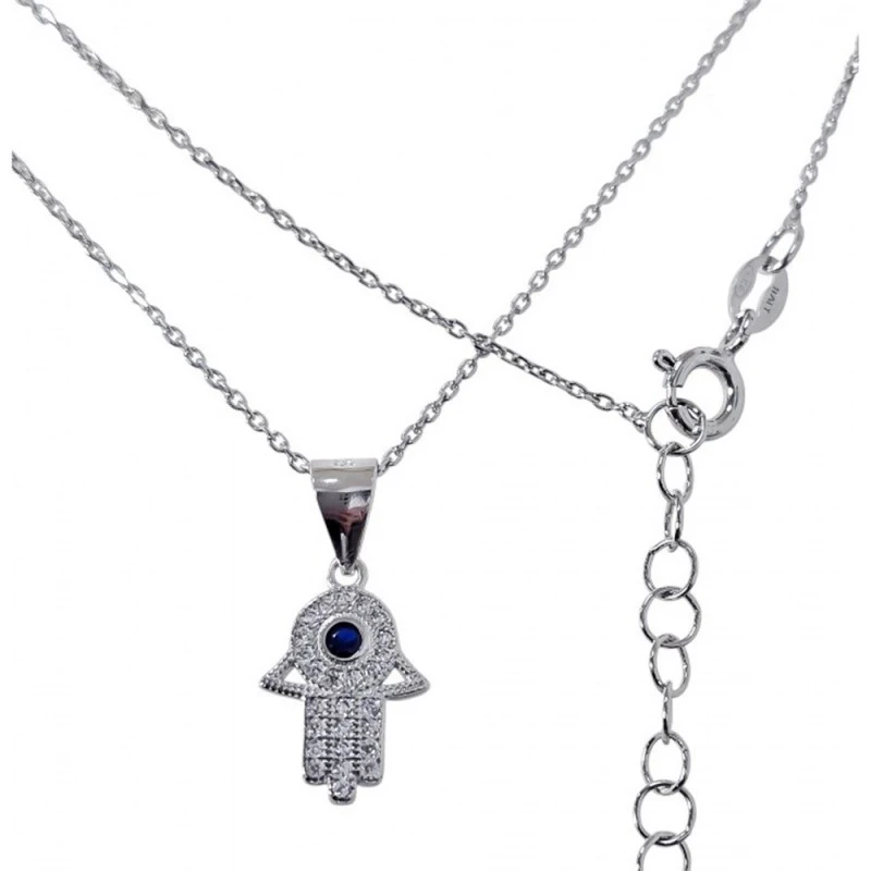 Gargantilla Collar Plata Ley 925m mujer 42 cm. mano de Fátima amuleto