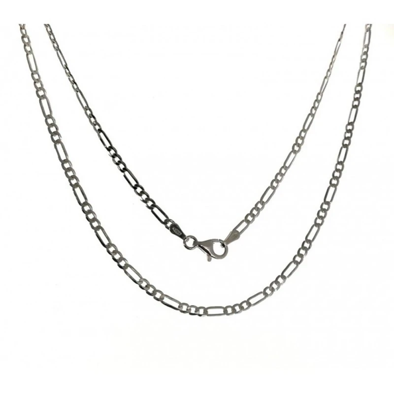 Cadena Plata Ley 925m alternada 70 cm. eslabón 3x1 ancho 2.5 mm.
