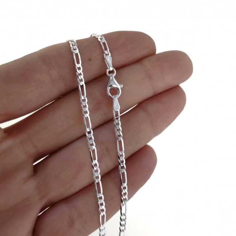 Cadena Plata Ley 925m alternada 70 cm. eslabón 3x1 ancho 2.5 mm.
