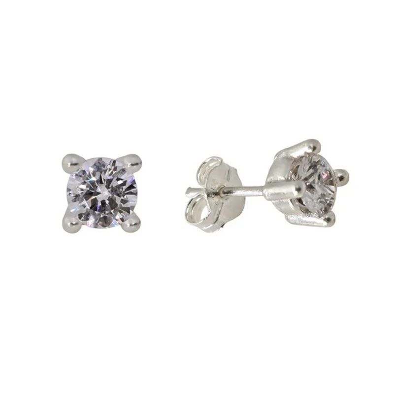 Pendientes Plata Ley 925m mujer circonita 5 mm.