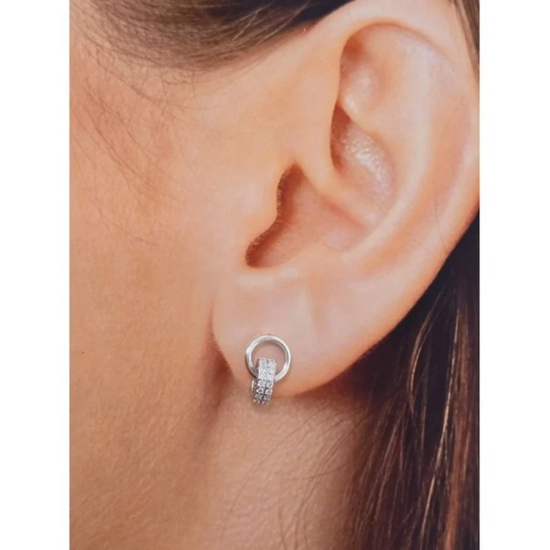 Pendientes Plata Ley 925m mujer aro 7.5 mm. combinado aro circonitas