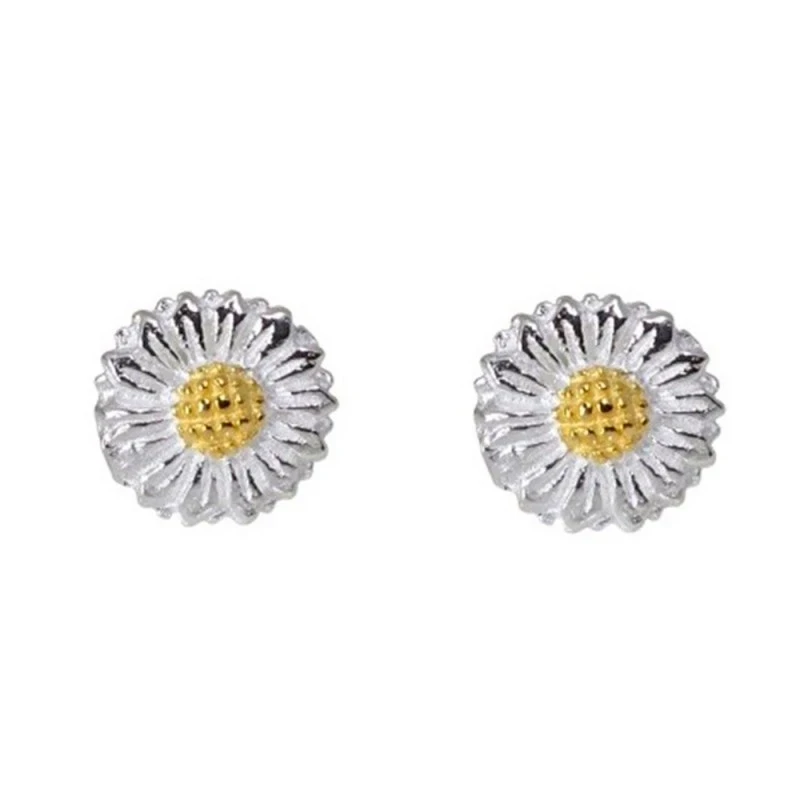 Pendientes Plata Ley 925m mujer 7 mm. forma flor margarita detalle am