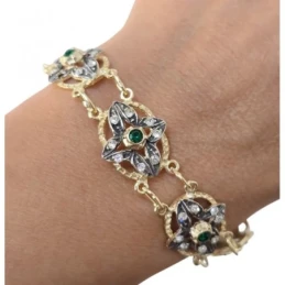 Pulsera Isabelina Plata Ley 925m chapada oro 19.5 cm. etrepiezas 17 x