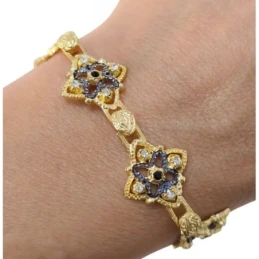Pulsera Isabelina Plata Ley 925m chapada oro 19 cm. etrepiezas 15 mm.