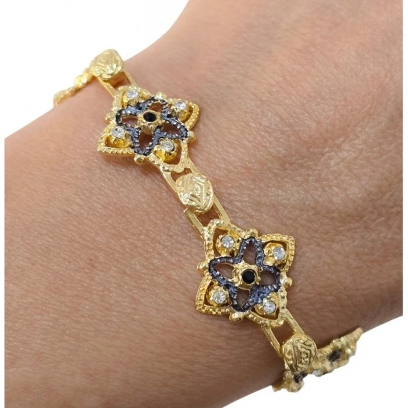 Pulsera Isabelina Plata Ley 925m chapada oro 19 cm. etrepiezas 15 mm.