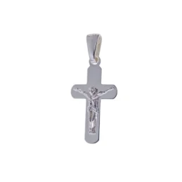 Cruz Cristo Colgante Plata Ley 925m Primera Comunión lisa 25 mm.