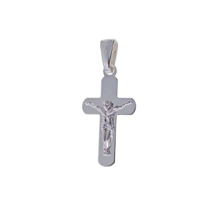 Cruz Cristo Colgante Plata Ley 925m Primera Comunión lisa 25 mm.