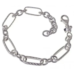 Pulsera Plata Ley 925m hueca 19.5 cm. asas detalle 17 x8 mm.