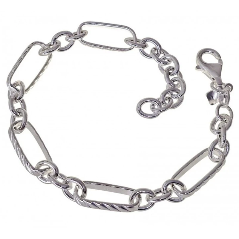 Pulsera Plata Ley 925m hueca 19.5 cm. asas detalle 17 x8 mm.