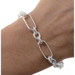 Pulsera Plata Ley 925m hueca 19.5 cm. asas detalle 17 x8 mm.
