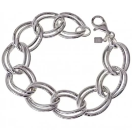 Pulsera Plata Ley 925m hueca 19 cm. asas lisas 21 x 17 mm.