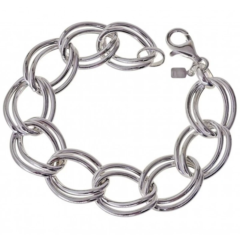 Pulsera Plata Ley 925m hueca 19 cm. asas lisas 21 x 17 mm.