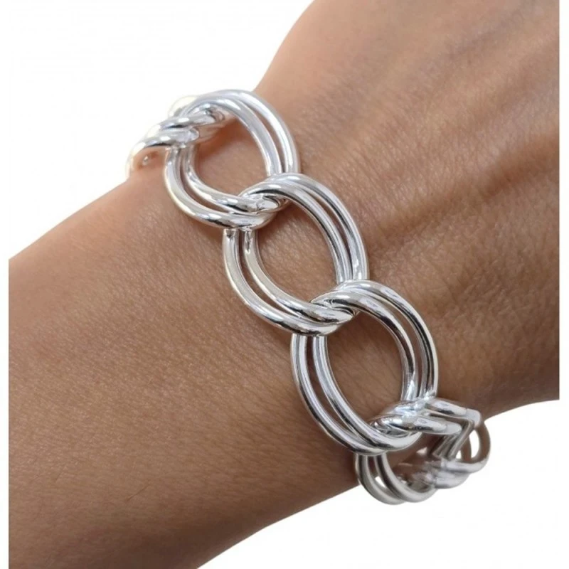 Pulsera Plata Ley 925m hueca 19 cm. asas lisas 21 x 17 mm.