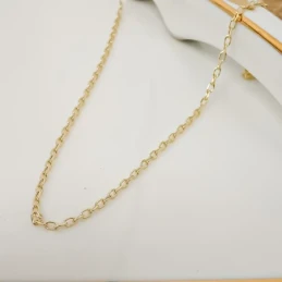 Cadena Plata Ley 925m chapada oro forzada 60 cm. ancho 2 mm.