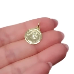 Santa Ángela de la Cruz Medalla Plata Ley 925m chapada oro 14 mm. bis