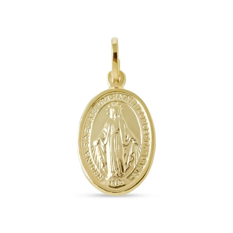 Virgen Milagrosa Medalla Plata Ley 925m chapada oro 19 mm. detalle tr