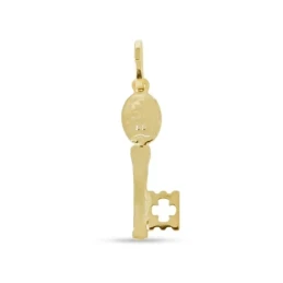 Llave Virgen Milagrosa Colgante Plata Ley 925m chapado oro 22 mm.