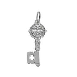 San Benito Colgante Plata Ley 925m llave 20 mm. detalle trasera