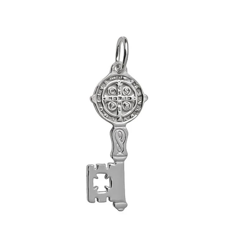 San Benito Colgante Plata Ley 925m llave 20 mm. detalle trasera