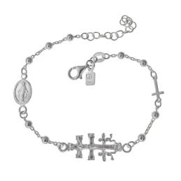 Cruz Caravaca Pulsera Plata Ley 925m cadena 16.5 cm. combinada bolas