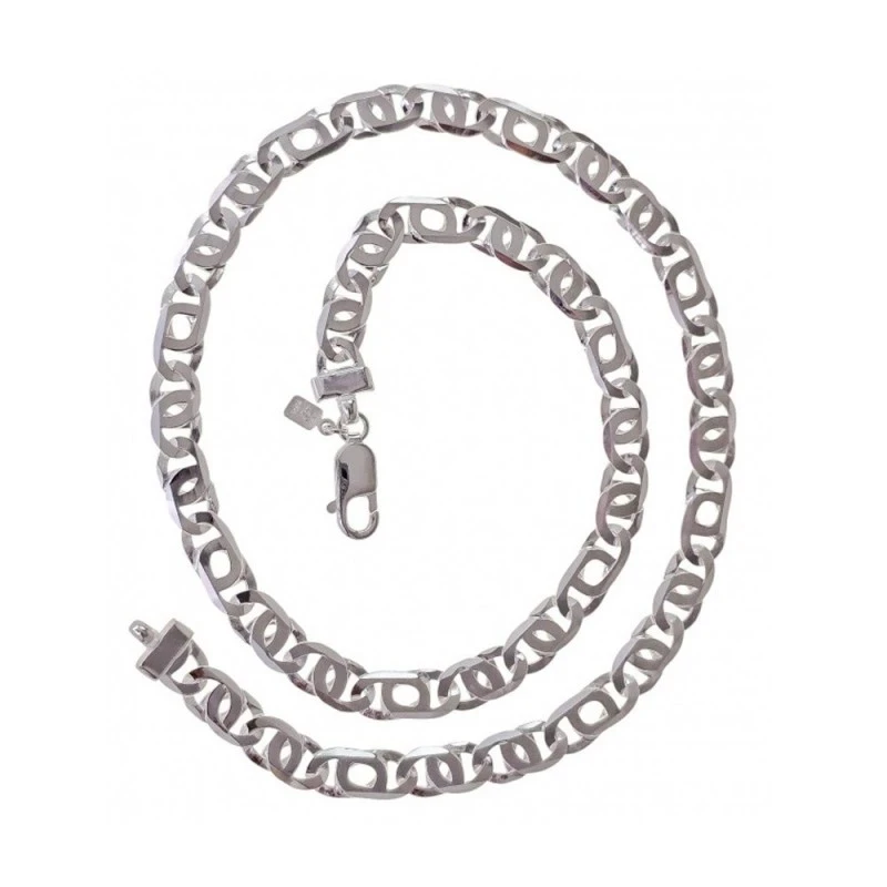 Cadena Plata Ley 925m 50 cm. ancho eslabón 6 mm.