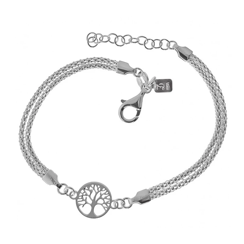 Árbol de la Vida Pulsera Plata Ley 925m doble cadena 17 cm. coreana 2