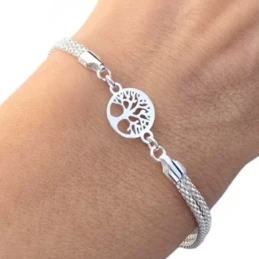Árbol de la Vida Pulsera Plata Ley 925m doble cadena 17 cm. coreana 2
