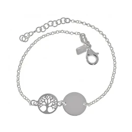 Pulsera Plata Ley 925m cadena rolo 17 cm. Árbol de la Vida 10 mm. dis