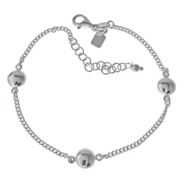 Pulsera Plata Ley 925m cadena barbada 17 cm. ancho 2 mm. círculos pla