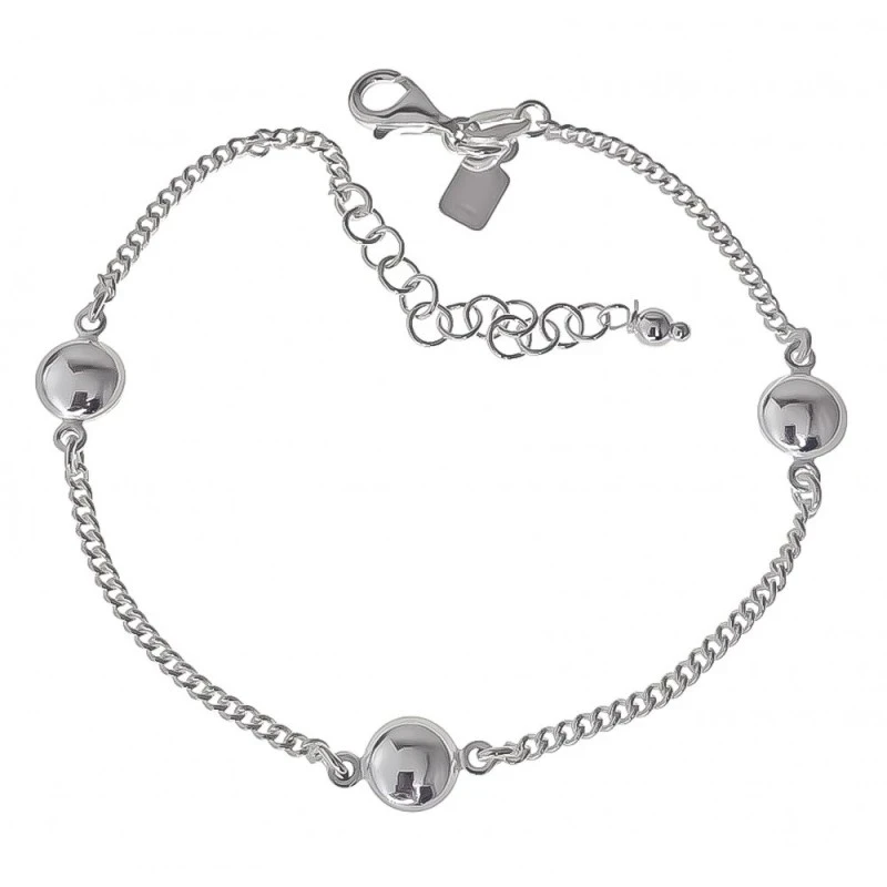 Pulsera Plata Ley 925m cadena barbada 17 cm. ancho 2 mm. círculos pla