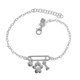 Pulsera Plata Ley 925m forzada 17 cm. emperdible 18 mm. corazón 3 mm.