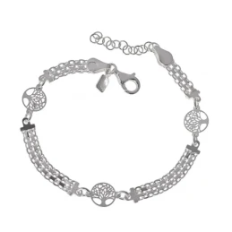 Pulsera Plata Ley 925m cadena bismarck 17 cm. ancho 5 mm. Árbol de la