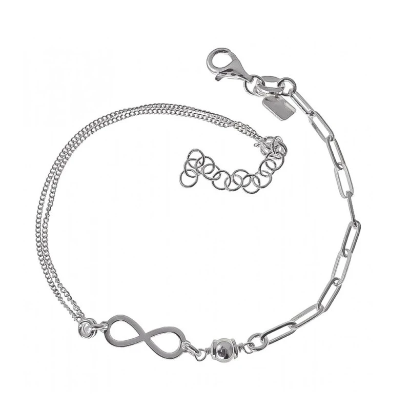 Pulsera Plata Ley 925m cadena 17 cm. forzada 2.5 mm. combinada doble