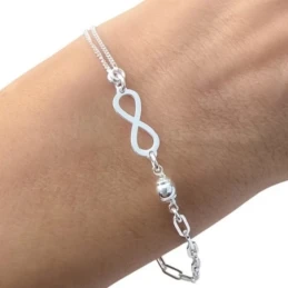 Pulsera Plata Ley 925m cadena 17 cm. forzada 2.5 mm. combinada doble