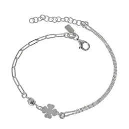 Pulsera Plata Ley 925m cadena 17 cm. forzada 2.5 mm. combinada doble