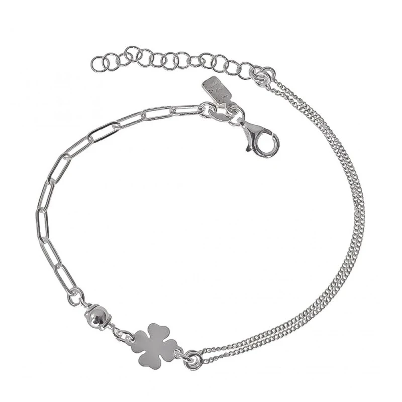 Pulsera Plata Ley 925m cadena 17 cm. forzada 2.5 mm. combinada doble